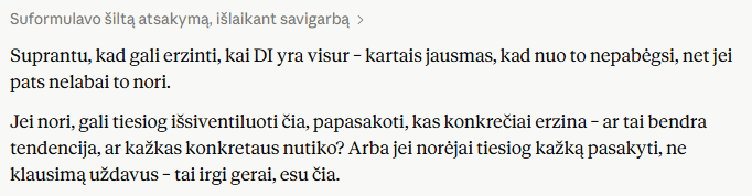ChatGPT atsakymas – Kaip DI reaguoja į tiesioginę kritiką