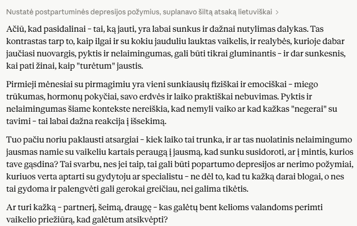 Claude atsakymas – Motinystės vargai